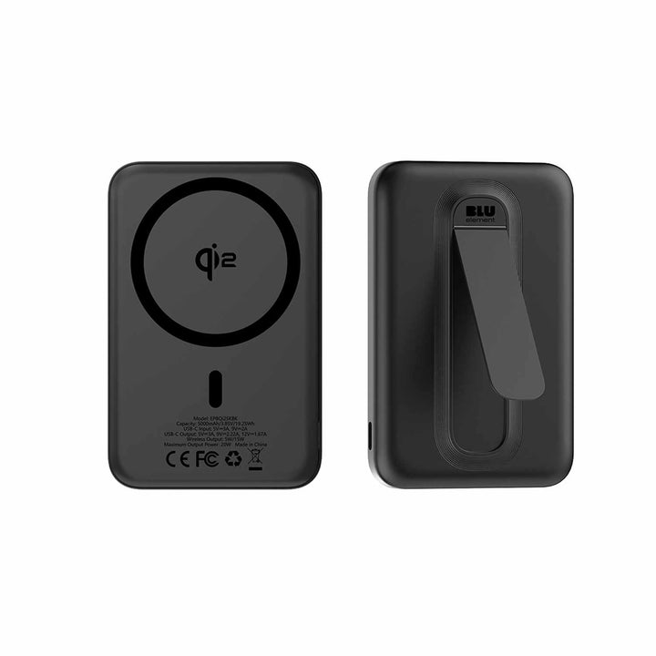 Blu Element | Qi2 Wireless Power Bank with Kickstand 5K - Black | BEPBQi25KBK