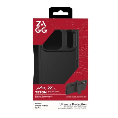 ZAGG | Graphene Teton Snap iPhone 18 Pro/17 Pro Kickstand w/Holster Case - Black/Orange | 702322353