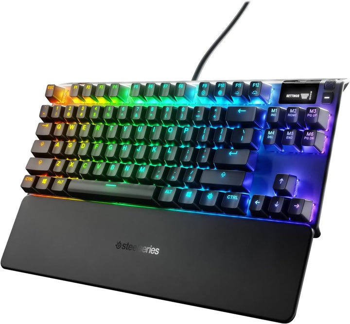 SteelSeries | Apex 7 TKL Compact Mechanical Gaming Keyboard OLED Smart Display USB Passthrough and Media Controls Linear and Quiet RGB Backlit - Red Switch