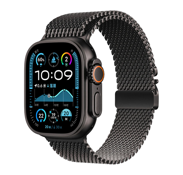LOGiiX | Milanese Link Apple Watch Band 42/44/45/49mm S1-9/SE/Ultra - Black | LGX-13934