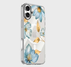 Caseco | Clear Design Case iPhone 16 - Blue Wildflower | ED24C8-00FV