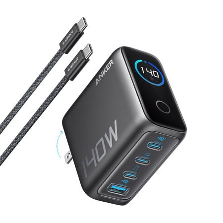Anker | Fast Wall Charger with Touch Display 140W USB-C 4-port PD 3.1 - Dark Gray | B2697JZ15