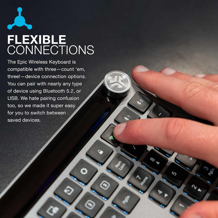 JLAB | Epic Bluetooth Wireless IlluminatedKeyboard- Black  | IFCKEPICKEYRBLK4