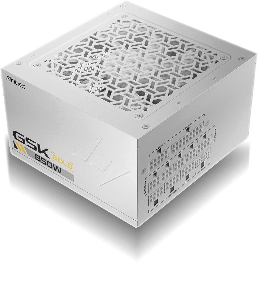 Antec | Full Modular 80 Plus Gold Power Supply GSK ATX3.1 850W - White | GSK850 WHITE US