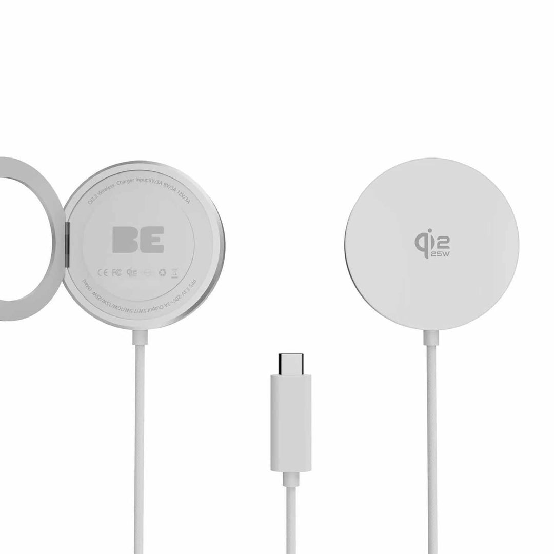 Blu Element | PowerPuck25 Wireless Charger with Kickstand Qi2.2 25W - White | BEWCQi22PW
