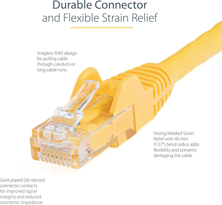 StarTech | CAT6 Ethernet Cable Delivers Multi Gigabit 1/2.5/5Gbps & 10Gbps up to 160ft 2ft - Yellow | N6PATCH2YL