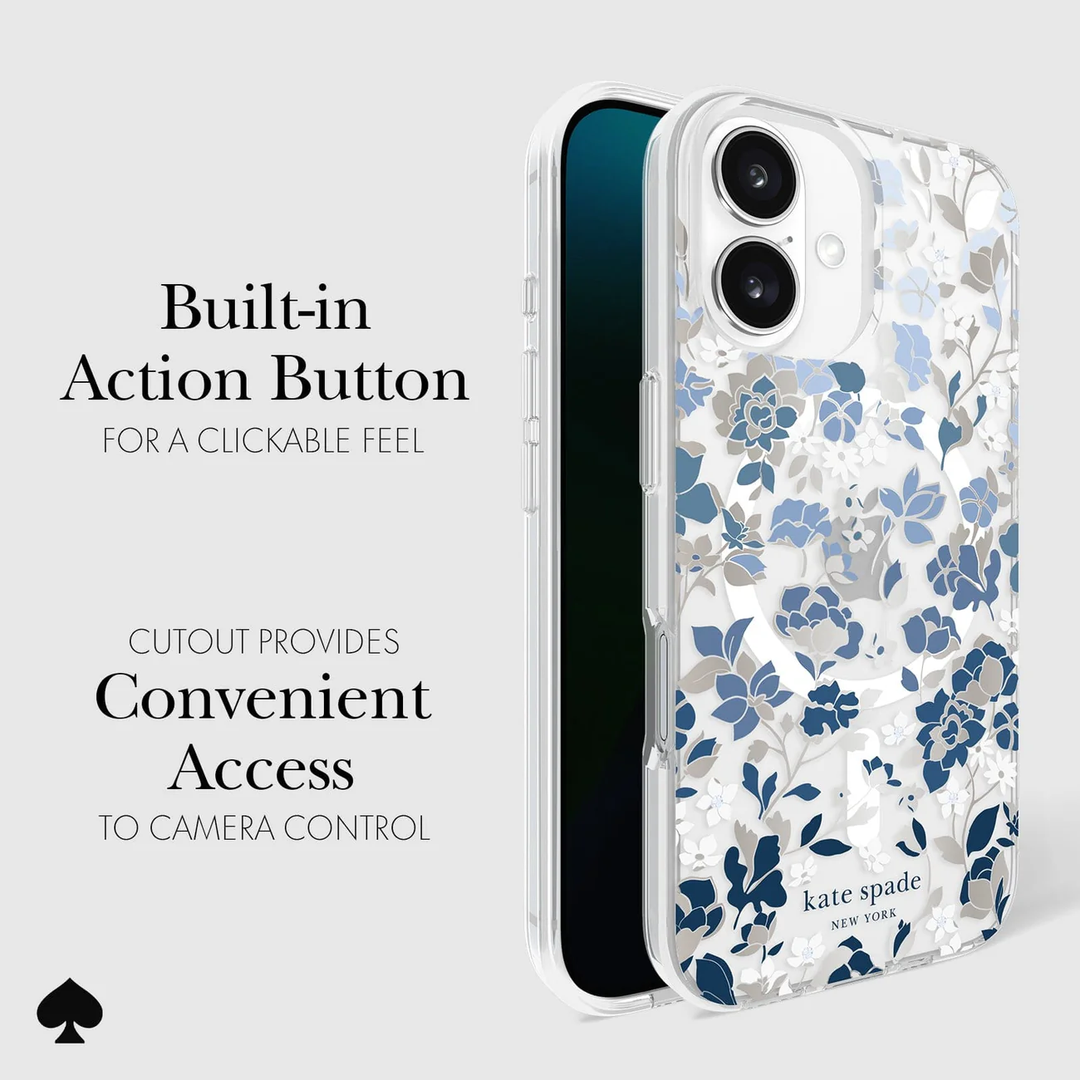 Kate Spade | Protective Prints MagSafe Case iPhone 16 - Flowerbed Blue | 15-13241