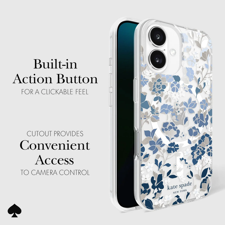 Kate Spade | Protective Prints MagSafe Case iPhone 16 - Flowerbed Blue | 15-13241