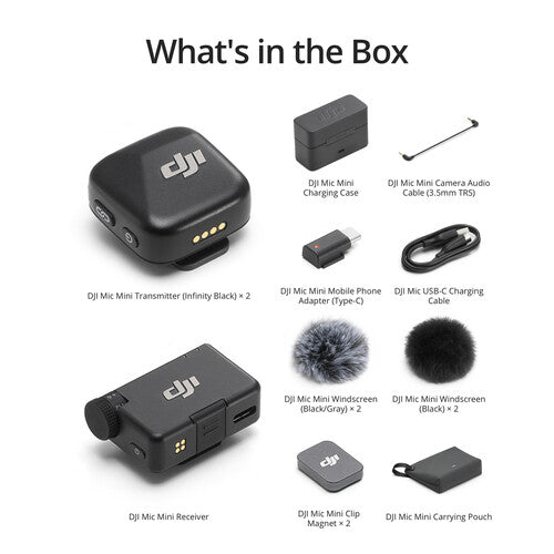 DJI | Mic Mini 2-Person Compact Wireless Microphone System for Camera & Smartphone (2.4 GHz) | CP.RN.00000433.03