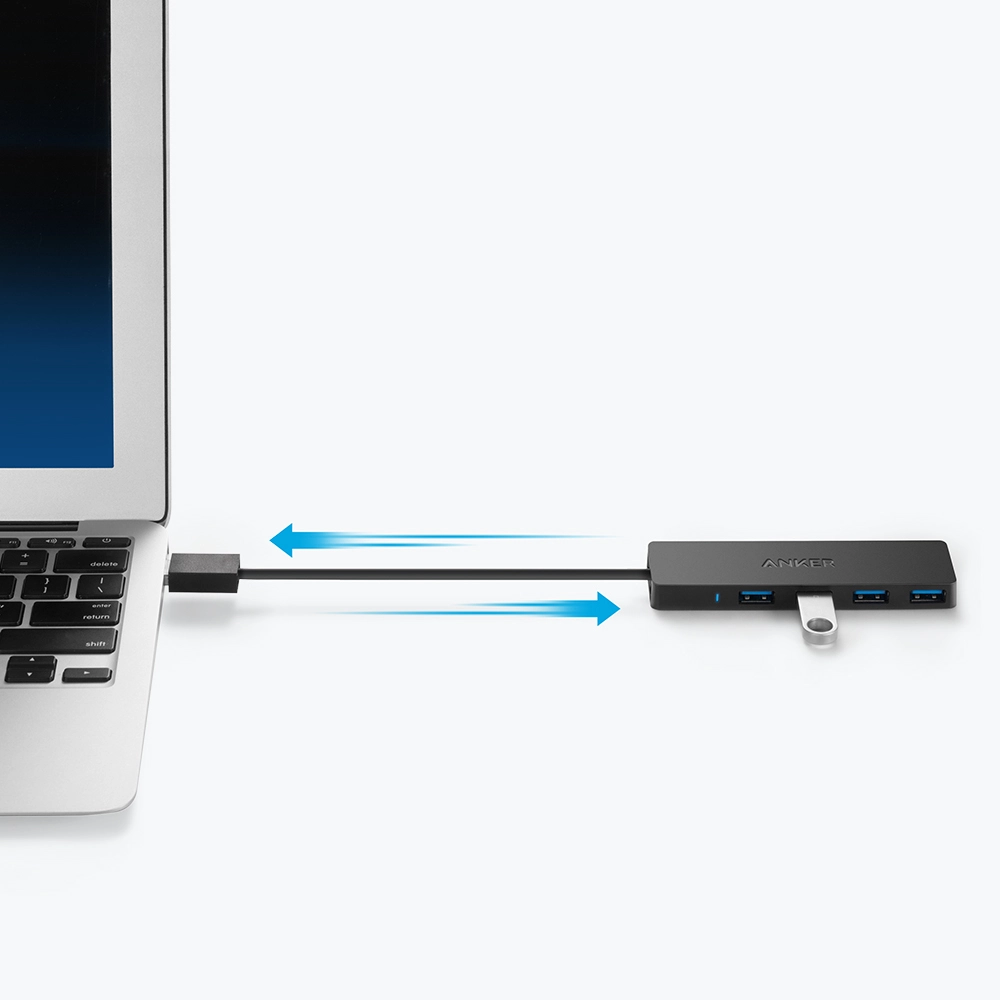 Anker | Ultra Slim 4-Port USB 3.0 Data Hub - Black | A7516H145