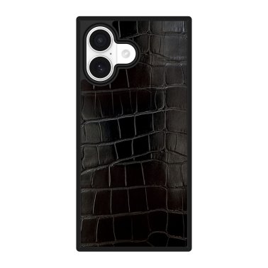 FLAUNT | Square Faux Leather MagSafe iPhone 17 Case - Black Crocodile | FT057428