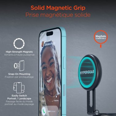 HyperGear | Mag Vac Magnetic Phone Mount with Vacuum Suction Cup Base - Black | 16348