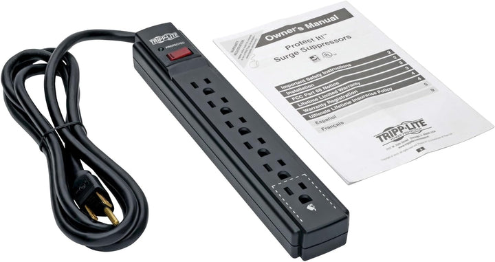 Eaton | Tripp Lite Series Power Strip 6 Outlet NEMA 5-15R AC 6' Cord 5-15P - Black Housing | TLP606B