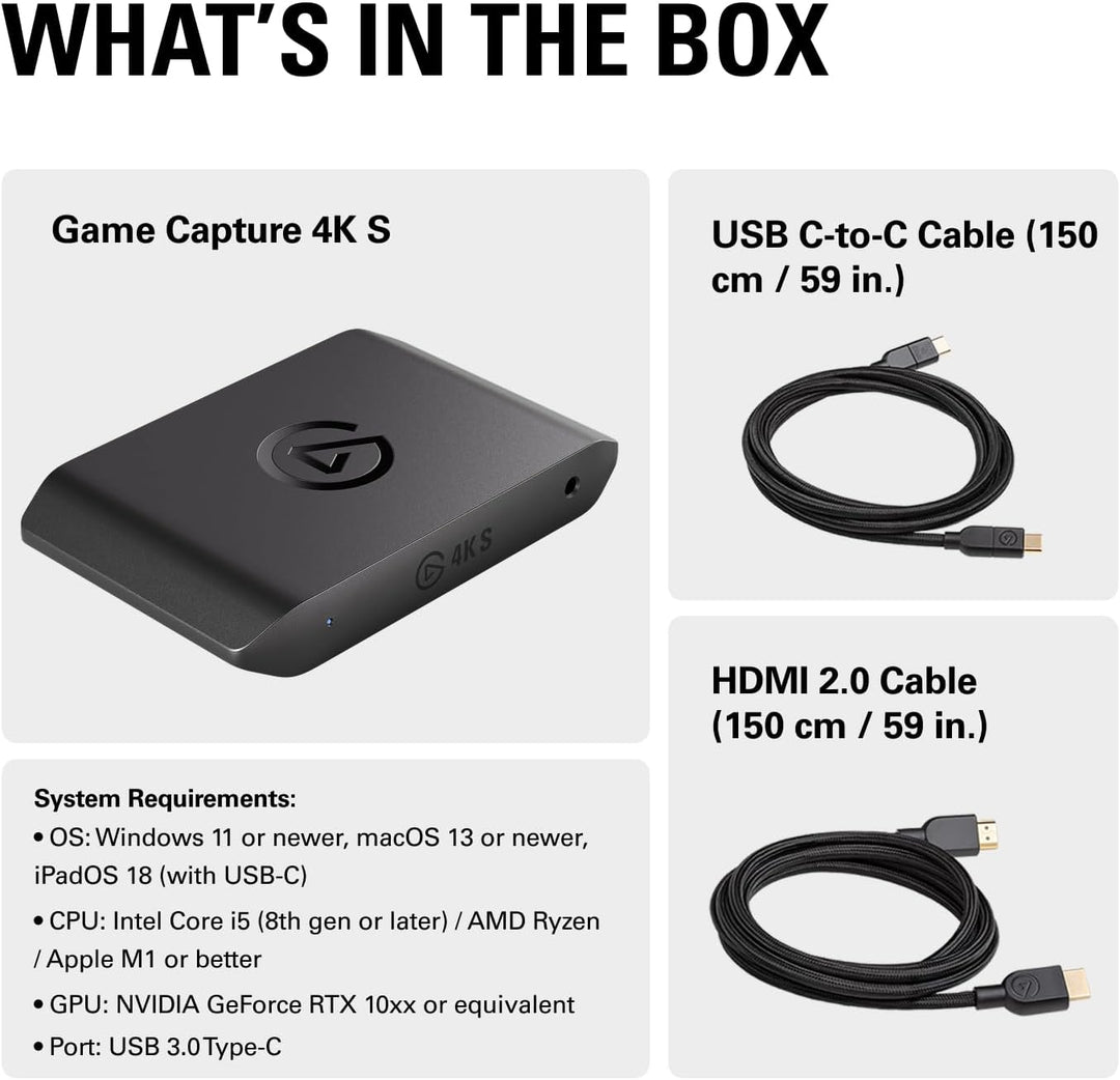 Elgato | 4K S External Capture Card - Black | 10GBR9901