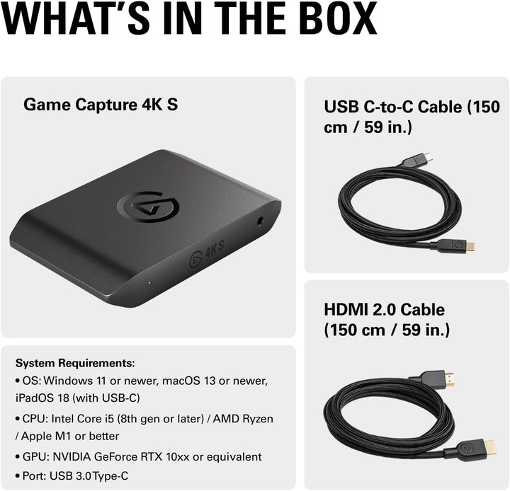 Elgato | 4K S External Capture Card - Black | 10GBR9901