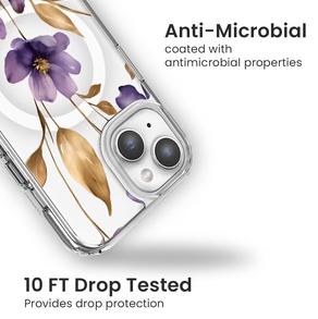 Caseco | Clear Design Case for iPhone 15/ 14 / 13 - Purple Wildflower | ED24B1-00FX