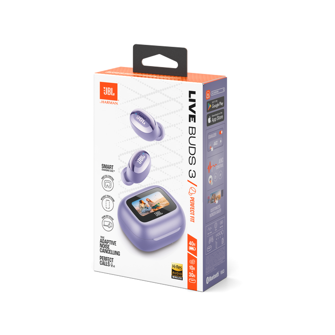 JBL | Live Buds 3 Smart True Wireless Charging Case Buds - Purple | JBLLIVEBUDS3PURAM