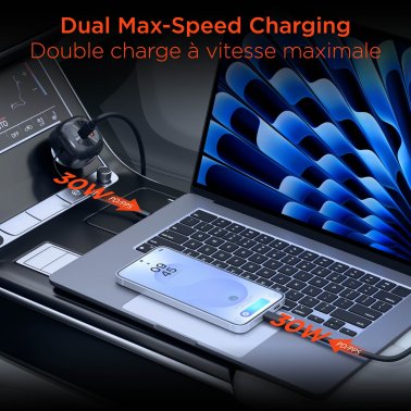 HyperGear | SpeedBoost 30W 3-in-1 Fast Car Charger CLA with Retractable USB-C PD Cable | 16250