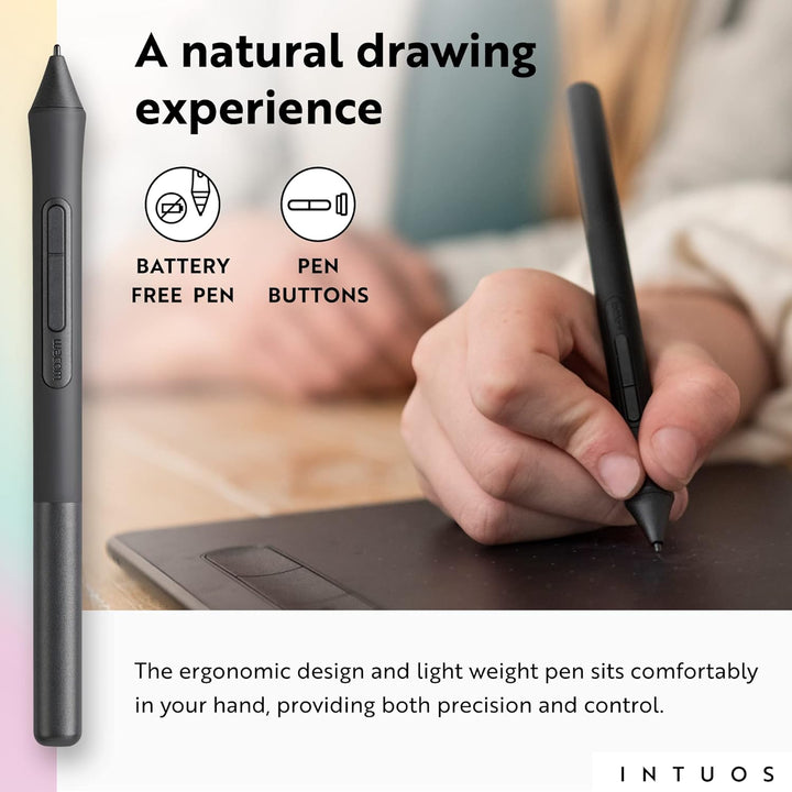 WACOM | Intuos Small Bluetooth Graphics Drawing Tablet, Portable for Teachers, Students and Creators, 4 Customizable ExpressKeys, Compatible with Chromebook Mac OS Android and Windows - Pistachio | CTL4100WLAE0
