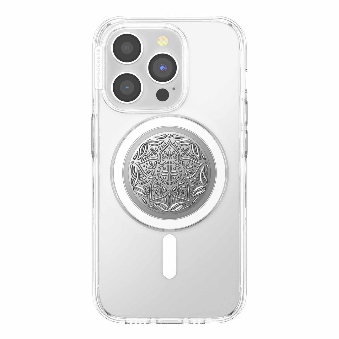 //// Popsockets | PopGrip for MagSafe Round with Adapter Ring Enamel Silver Mandala | 123-0554