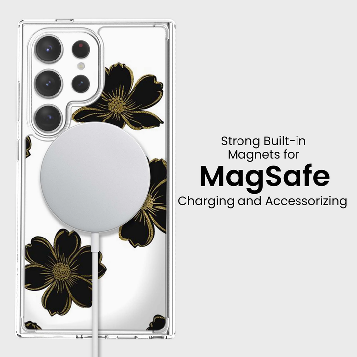 Caseco | Black Flower Samsung S25 Ultra - Clear / Black | ED24D8-FLB