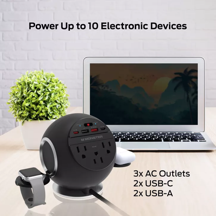 Monster | Desktop Wireless Charging Sphere 10-IN-1 - Black | MWS8-1010-BLK