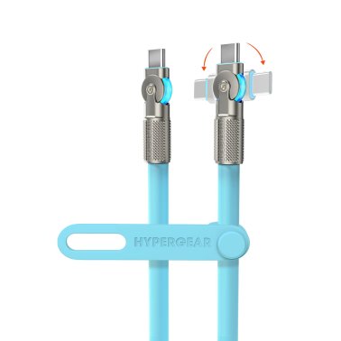 HyperGear | Rugged Cable w/Rotating Connectors USB-C to USB-C Chunky 180 6FT 180cm 100W - Blue | 16344