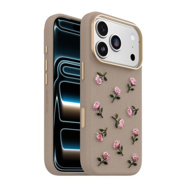 Otterbox | Symmetry Cactus Leather iPhone 18 Pro/17 Pro Embroidery MagSafe Case - Cottage Rose | 77-001181