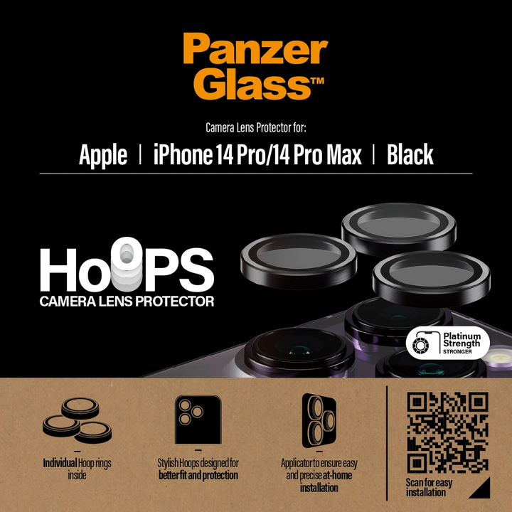 //// PanzerGlass | Camera Lens Protector Hoops for iPhone 14 Pro/14 Pro Max - Black | PG-1141