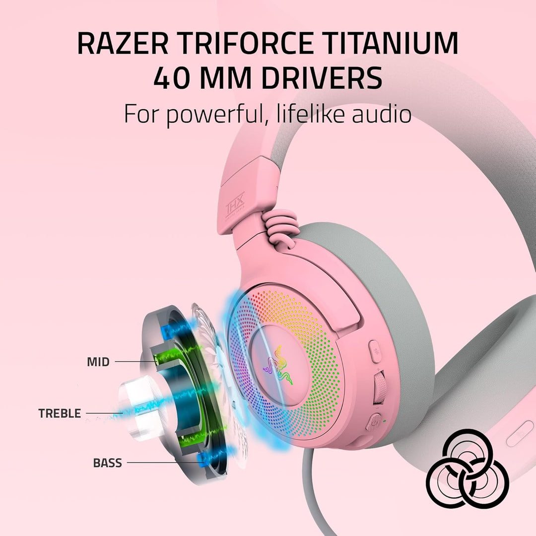 Razer | Kraken Kitty V3 Pro Wireless RGB Gaming Headset - Quartz Pink | RZ04-05170200-R3U1