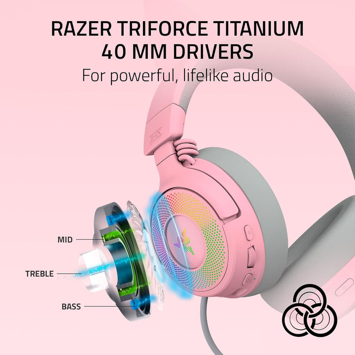 Razer | Kraken Kitty V3 Pro Wireless RGB Gaming Headset - Quartz Pink | RZ04-05170200-R3U1