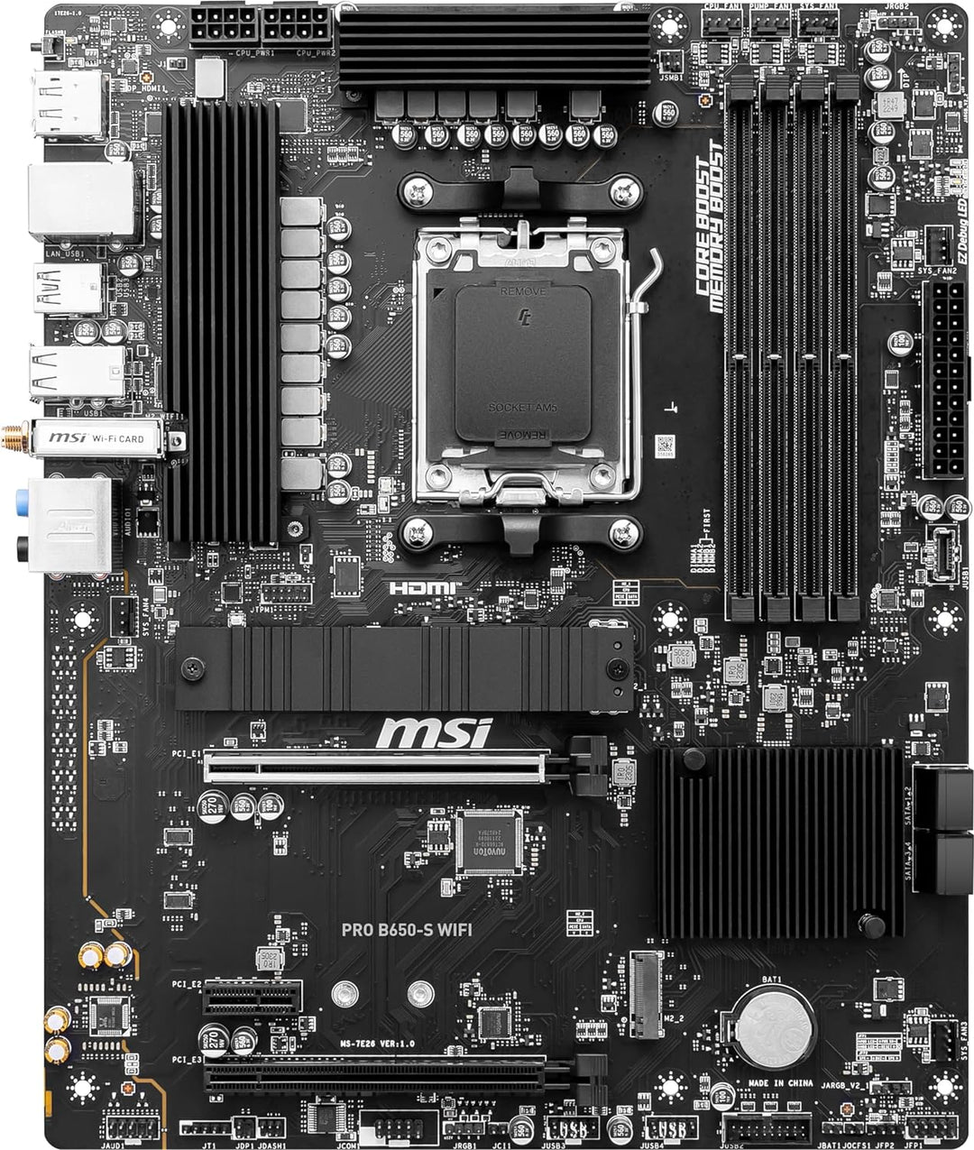 MSI | Motherboard PRO B650-S WIFI B650 AM5 Max128GB DDR5 ATX Retail | B650SWIFI
