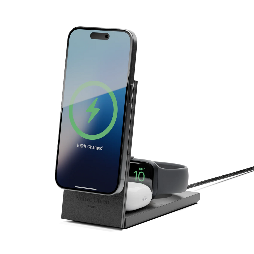 Native Union | Rise 3-in-1 Magnetic Wireless Charger - Black | RS-3IN1-BLK