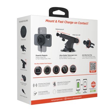 HyperGear | MaxCharge Wireless Charging Vehicle Mount Kit Compatible w/MagSafe - Black | 16472