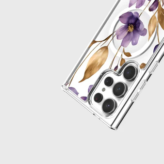 Caseco | Clear Design Case with MagSafe Samsung S25 Ultra - Purple Wildflower | ED24D8-00PW