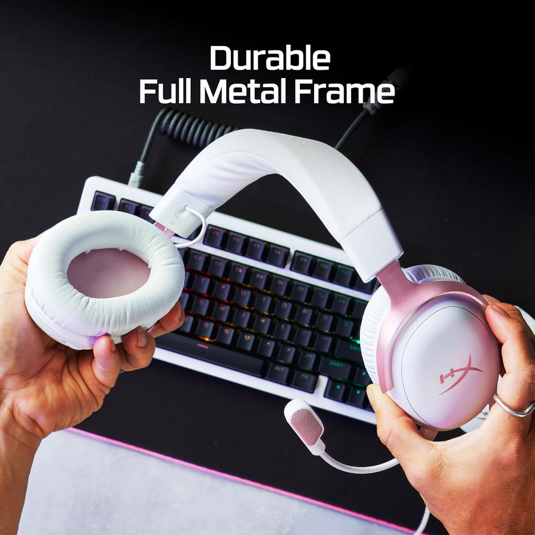 HyperX | Cloud III Gaming Headset Wired Over-Ear PC, PS5, Xbox Series X|S, Angled 53mm Drivers, DTS - Pink | 9W1Q4AA