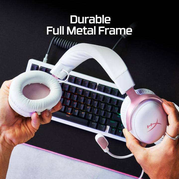 HyperX | Cloud III Gaming Headset Wired Over-Ear PC, PS5, Xbox Series X|S, Angled 53mm Drivers, DTS - Pink | 9W1Q4AA