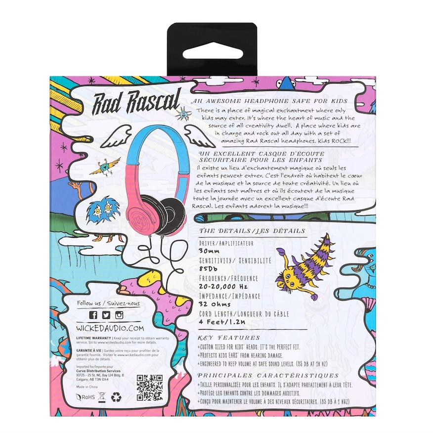 Wicked Audio | Rad Rascal Kids Headphones with Safety Volume - Bubble Gum | WI312-CA