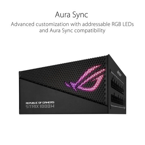 ASUS |  ROG STRIX Gold Aura Edition Modular Power Supply 1000W - Black | ROG-STRIX-1000G-AURA