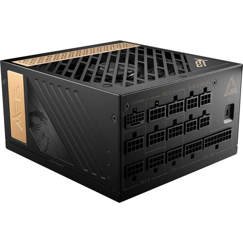 MSI | Power Supply 1300W APFC 80+Platinum Fully-Modular ATX Black Retail - Black | MEGAI1300PPCIE5