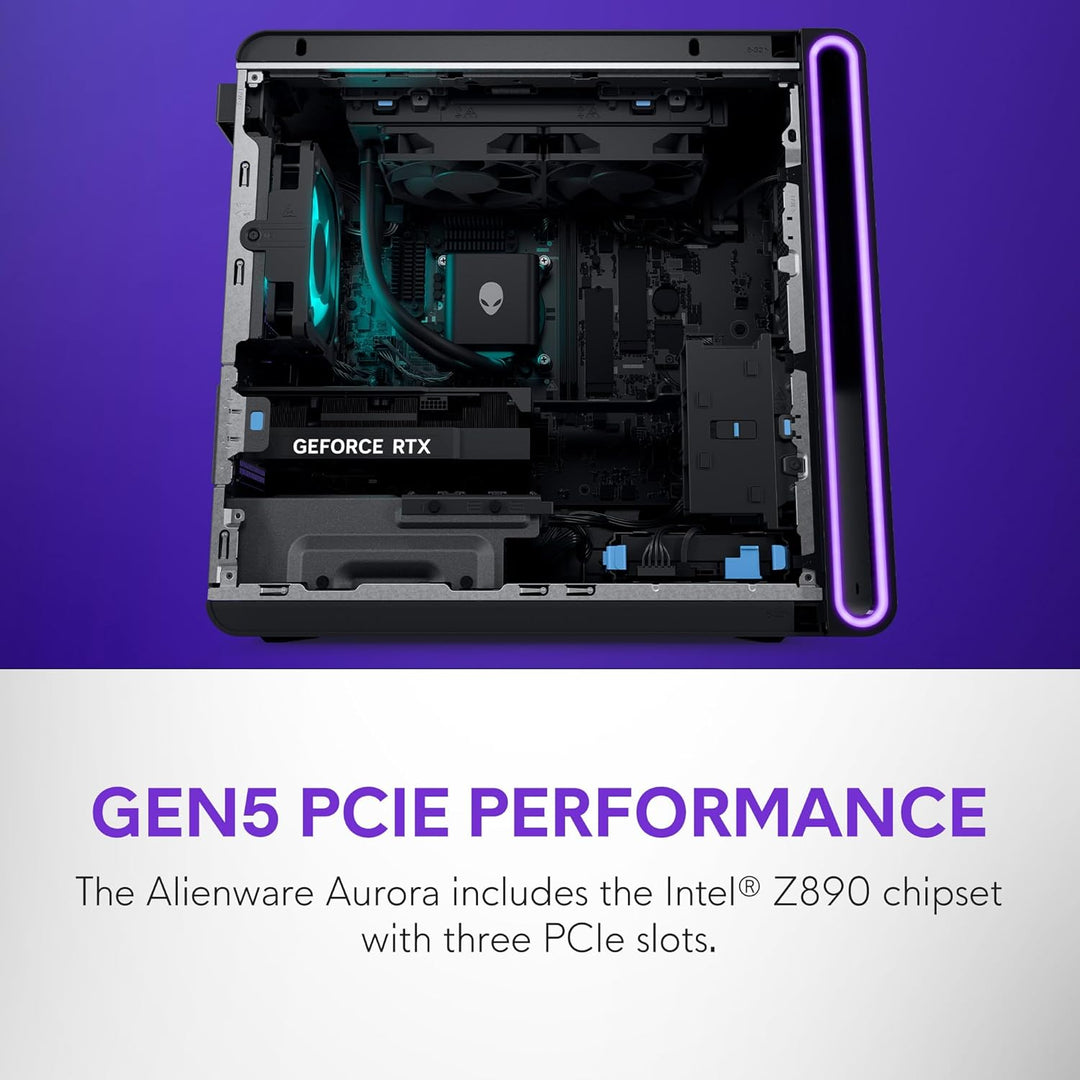 Alienware | Aurora Gaming Desktop Ultra 9 processor 285 32GB DDR5 1TB RTX 5080 16GB GDDR7 1000W Liquid Cooler W11 Home 1YR