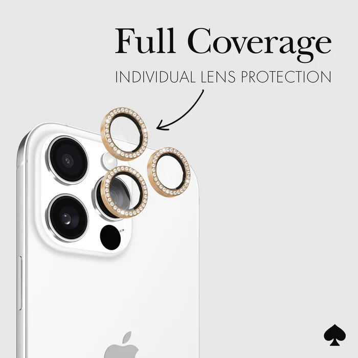 Kate Spade | Aluminum Ring Lens Protector iPhone 16 Pro / Pro Max Set In Stone Gold | 118-2821