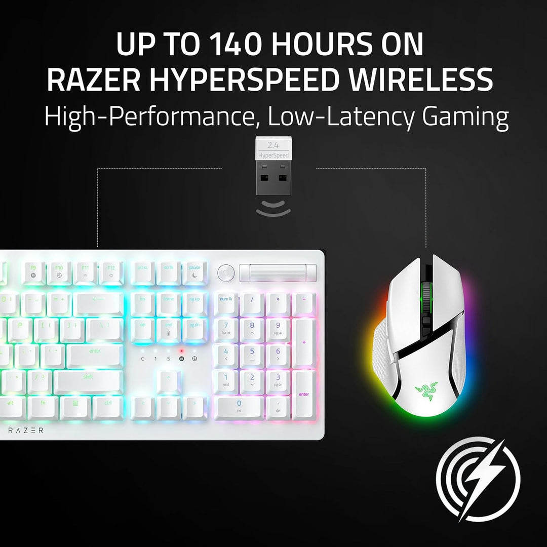 Razer | Basilisk V3 Pro Optical Gaming Mouse with HyperScroll Tilt Wheel Wireless - White | RZ01-05240200-R3U1