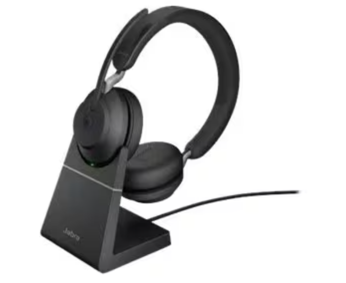 Jabra | Evolve2 65 Link380a MS Stereo Wireless Noise-Isolating Headset with Stand - Black