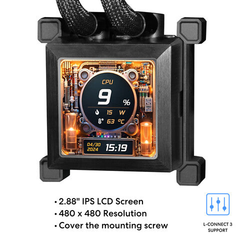Lian-Li | HydroShift LCD 360S AIO Cooler - Black | HSLCD36SB
