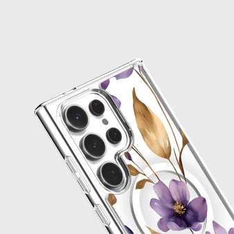 Caseco | Clear Design Case with MagSafe Samsung S25 Ultra - Purple Wildflower | ED24D8-00PW