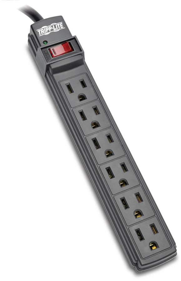 Eaton | Tripp Lite Series Power Strip 6 Outlet NEMA 5-15R AC 6 ' Cord 5-15P - Black Housing | PS66B