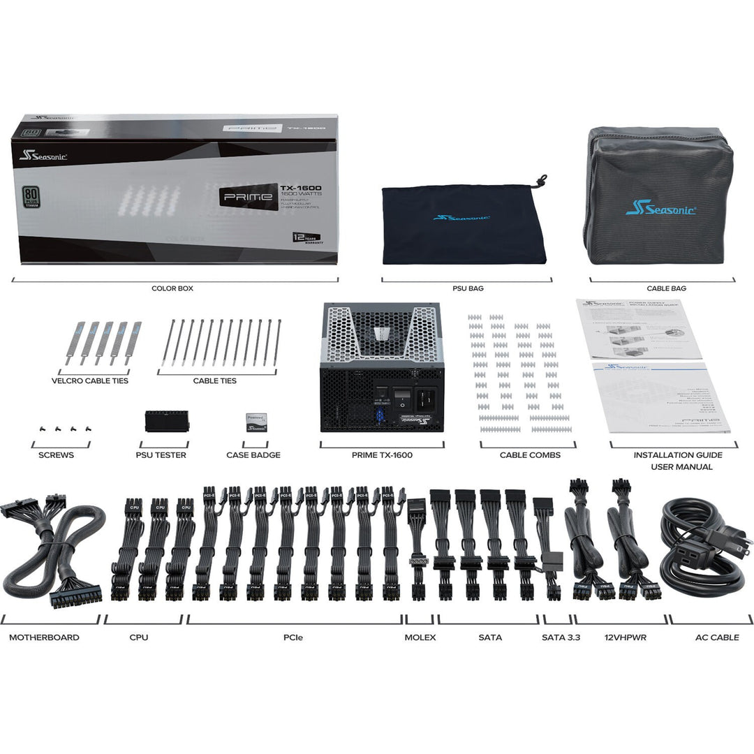 Seasonic | Prime Atx 3.0 Tx-1600 1600w 80+ Titanium Full Modular Psu Power Supply Unit | SSR-1600TR2