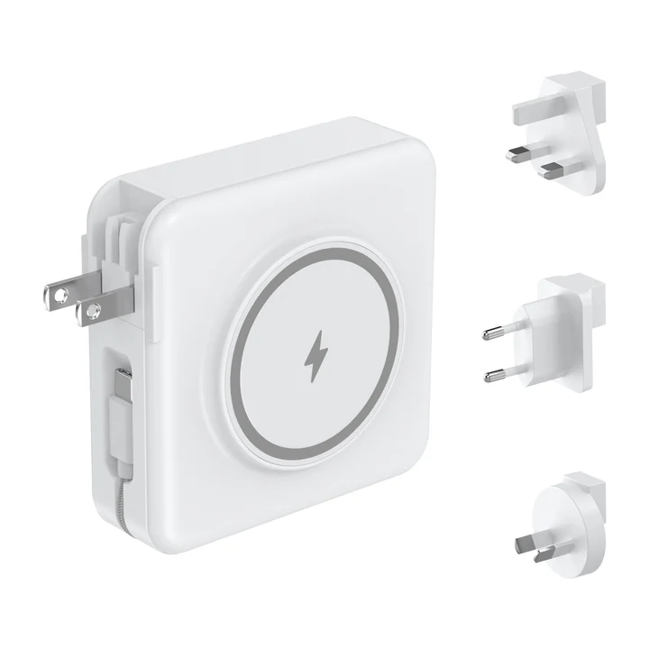 AXS | 4-in-1 Travel Powerbank with Qi2 Wireless Charger - White | AXS4IN1PB