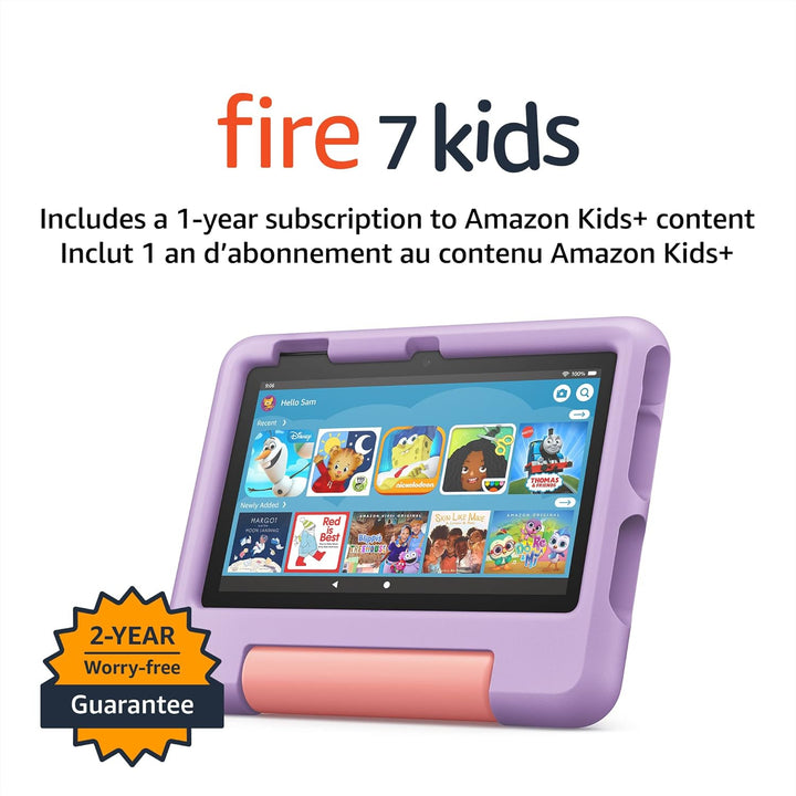 Amazon | Fire 7 Kids Edition 7" Amazon - 2022 | Ad-free content with parental controls included 10-hr battery 16 GB - Purple | B099HJF43S